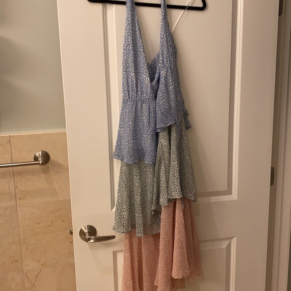 Sam Edelman Tiered Multicolor Halter midi dress NWT - Picture 3 of 7